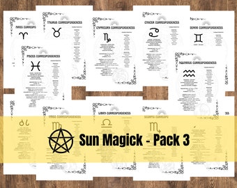 Afdrukbare Grimoire-pagina's | Bouw je eigen grimoire | Boek der Schaduwen | De begraafplaatsheks | Leer hekserij | Zonnemagie – Pakket 3