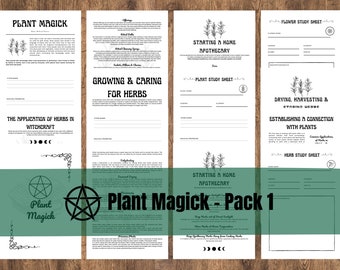 Printable Grimoire Pages | Build Your Own Grimoire | Book of Shadows | The Cemetery Witch | Learn Witchcraft | Plant Magick - Pack 1