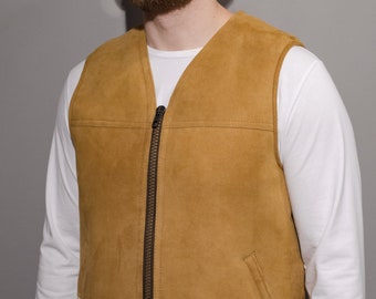 Men's winter vest / Men's leather vest / Leather vest / Winter vest / Handmade sheepskin vest / Natural leather vest