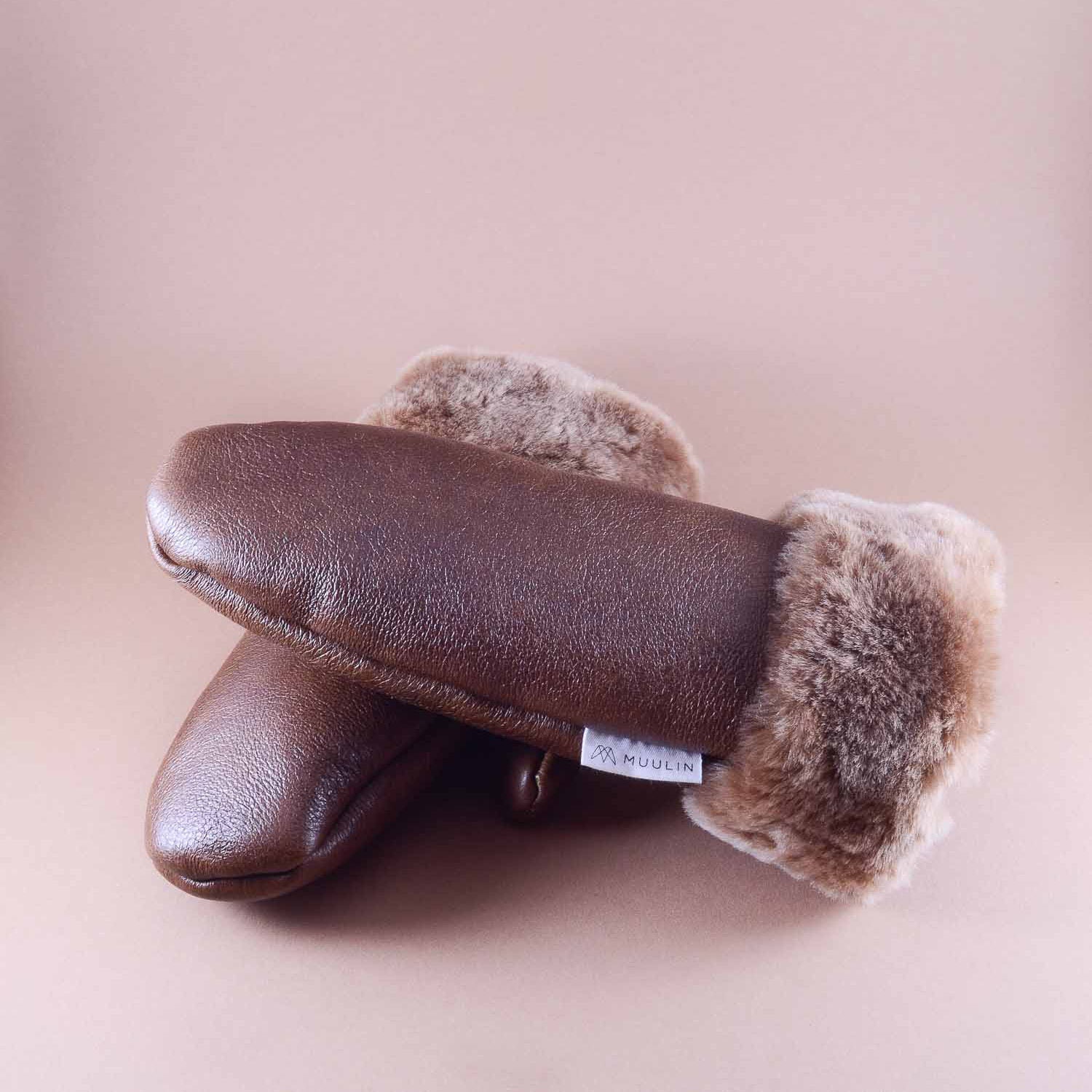 Genuine Leather Mittens / Sheepskin Mittens / Men's Women's Genuine