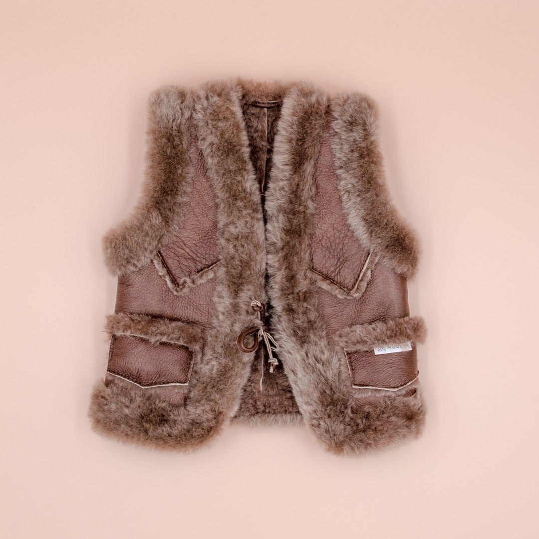 Kids Winter Vest / Kids Leather Vest / Babies Leather Vest / Etsy