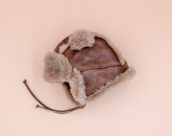 Babies winter hat / Kids winter hat / Children leather hat / Unisex baby hat / Handmade sheepskin hat / Natural leather hat