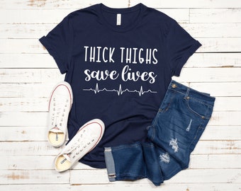 Thick Thighs Save Lives EKG print unisex t shirt