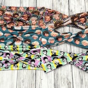 the Golden Girls print knotted or double twist headbands