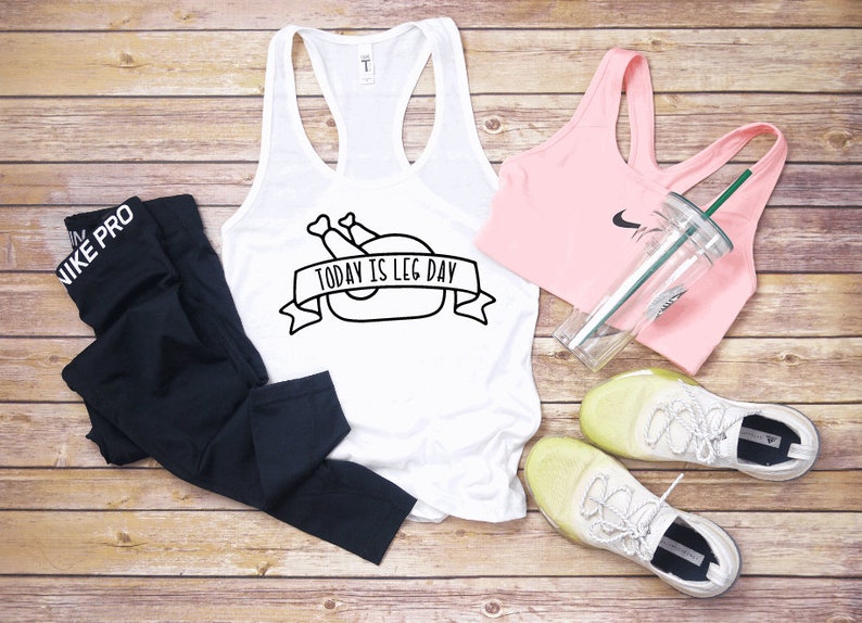 Today is Leg Day Turkey print women/'s racerback tank top