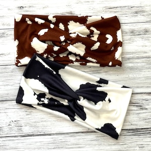 the Large Spot Cow Print knotted or double twist headbands