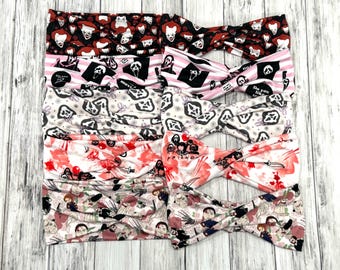 the Halloween Icons spooky print knotted or double twist headbands