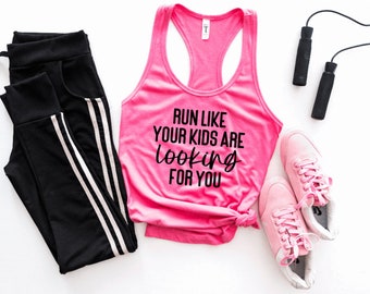 Laufen, wie Ihre Kinder für Sie suchen lustige Damen Racerback Übung Arbeit aus Tank-Top
