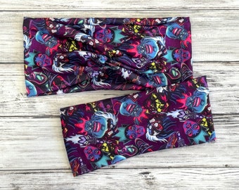 the Disney Villians print knotted or double twist headband