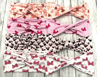 the Minnie bows print knotted or twist hedbands