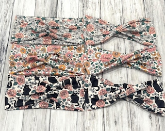 the Creepy Floral print knotted or twisted headbands