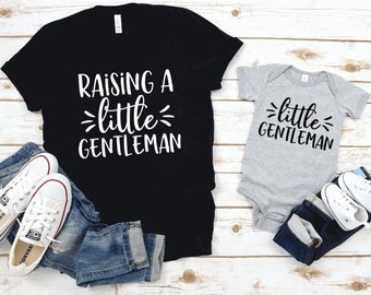 Mommy and me shirts, matching shirts, matching onesie, raising a little gentleman, little gentleman, mother's day gift, mother's day shirt