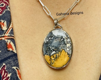 UNIQUE Maligano Jasper pendant solid 925 sterling silver,oval Gemstone pendant Gift for Her,him Birthday Gift unisex pendant