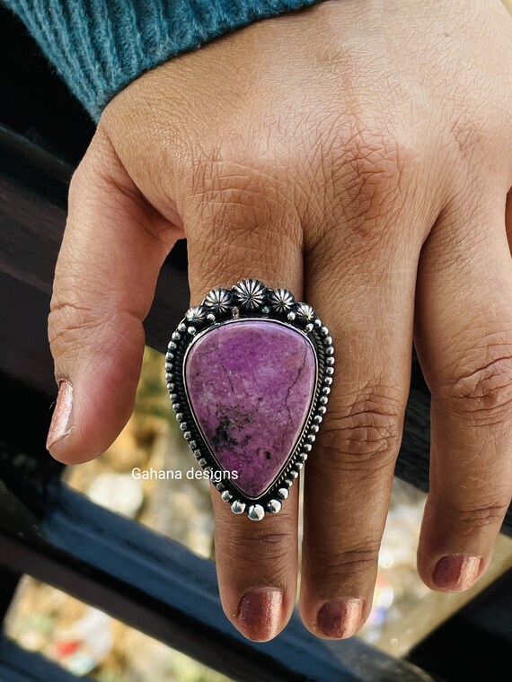Lovely Pink Cobalto Calcite Stone Ring Solid 925 Sterling Silver Unique Boho Jewelry ONE OF KIND Love Ring Gift Her Etsy UK