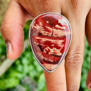 Snakeskin Jasper ring solid 925 sterling silver gemstone ring Handmade Red Jasper Ring Natural Snakeskin Rare Jasper Stone ring