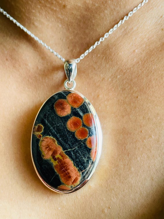 Peanut Obsidian oval silver Pendant ,Handcrafted Artisan Pendant natural gemstone gift her