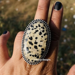 UNIQUE Natural Dalmatian Jasper ring solid 925 sterling silver ring UNIQUE gemstone ring Dalmatian Jewelry gift her
