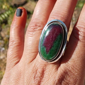 Ruby Zoisite Ring Pink and Green Ruby Zoisite ring solid 925 Sterling silver statement ring,Handmade Ring best gift for Mom wife her