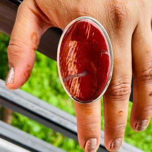 Snakeskin Jasper ring solid 925 sterling silver gemstone ring Handmade Red Jasper Ring Natural Snakeskin Rare Jasper Stone ring