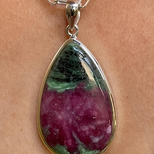 Ruby Zoisite pendant,925 Sterling Silver pendant,Ruby Zoisite Stone,rubby Necklace,Ruby Zoisite Jewelry,Nature Zoisite fancy shape gift her