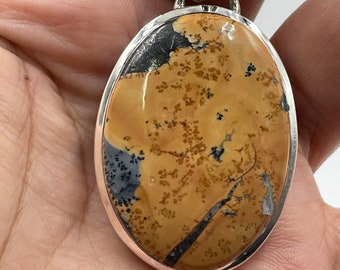 Handmade Maligano Jasper Pendant: Oval Sterling Silver Gemstone