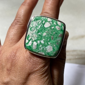 Variscite Natural Australian Variscite gemstone solid sterling silver ring Handmade Statement ring,gift her
