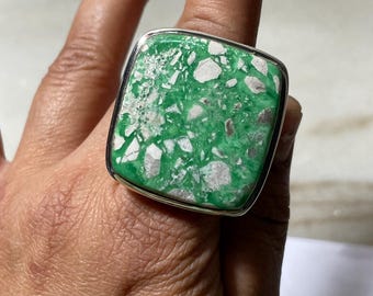 Handmade Australian Variscite Sterling Silver Statement Ring