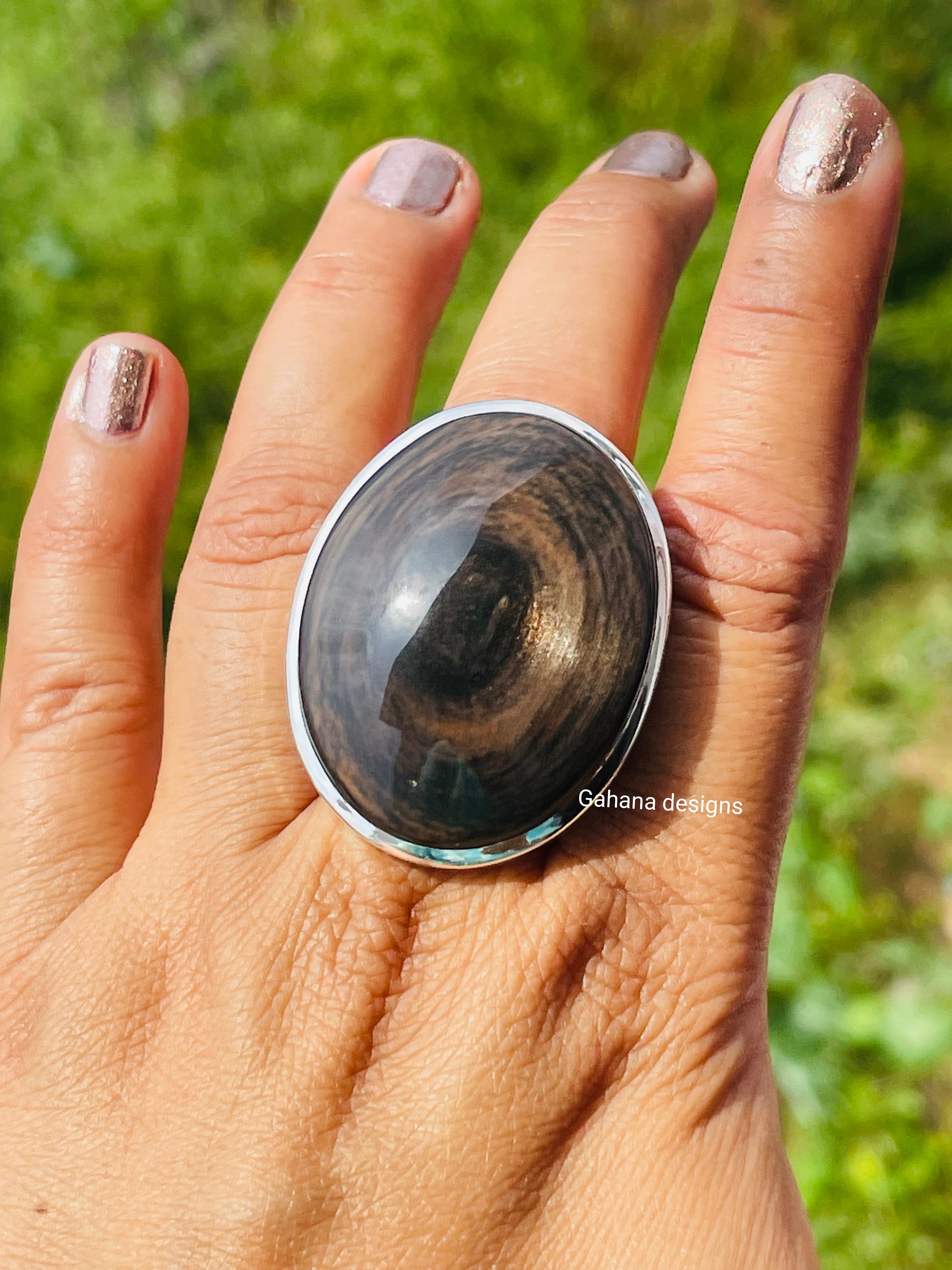 Solid obsidian ring sale