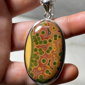 High quality Ocean Jasper Pendant,Natural Ocean Jasper,solid 925 Sterling Silver,HIGH quality gemstone,Jasper Pendant,Gift Her him unisex