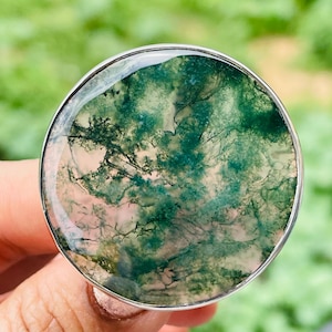 Anillo bohemio de plata de ley 925 maciza con ágata musgosa natural para mujer, joyería única hecha a mano con ágata verde, regalo para ella