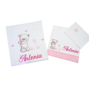 Set Copertina trapuntata con Lenzuolino Neonato(3 pezzi)  Carrozzino, Next2Me, Culla con disegno e nome, Newborn, lista nascita, idea regalo