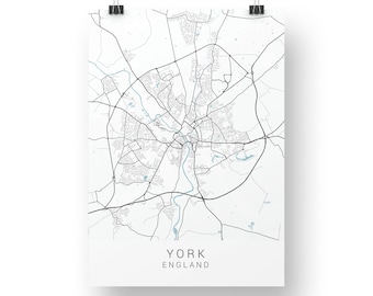 York Map Print, York Poster, York Wall Art, York Map, Map of York, York Art Print, Minimalist Wall Art, A4 Print