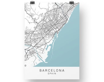 Barcelona Map Print, Barcelona Poster, Barcelona Map, Barcelona Art Print, Minimalist Wall Art, A4 Print