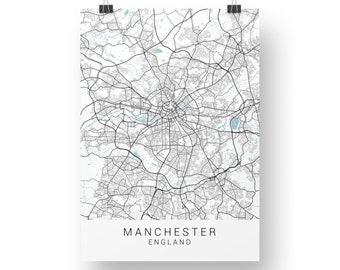 Manchester Map Print, Manchester Poster, Manchester Wall Art, Manchester Map, Minimalist Wall Art, A4 Print