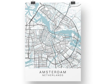 Amsterdam Map Print, Amsterdam Poster, Amsterdam Map, Amsterdam Art Print, Minimalist Wall Art, A4 Print