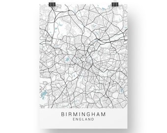 Birmingham Map Print, Birmingham Poster, Birmingham Wall Art, Birmingham Art Print, Minimalist Wall Art, A4 Print