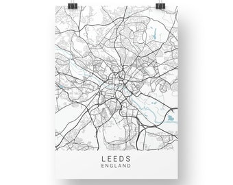 Leeds Map Print, Leeds Poster, Leeds Wall Art, Leeds Map, Map of Leeds, Leeds Art Print, Minimalist Wall Art, A4 Print