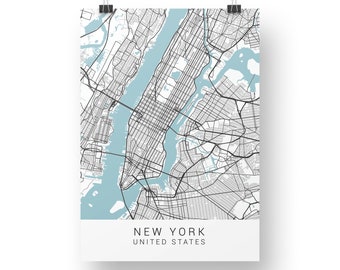 New York Map Print, New York Poster, NY Wall Art, NY Map, Map of New York, NY Art Print, Minimalist Wall Art, A4 Print