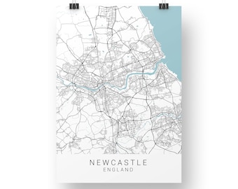 Newcastle Map Print, Newcastle Poster, Newcastle Wall Art, Newcastle Map, Minimalist Wall Art, A4 Print