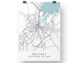 Belfast Map Print, Belfast Poster, Belfast Wall Art, Belfast Map, Belfast Art Print, Minimalist Wall Art, A4 Print