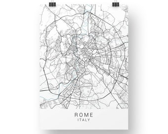Rome Map Print, Rome Poster, Rome Wall Art, Rome Map, Map of Rome, Rome Art Print, Minimalist Wall Art, A4 Print