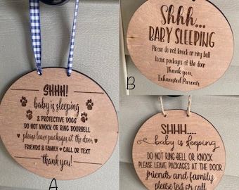 Doorbell Signs Doorbell Hanger, Door Hanger, Sleeping Baby Sign, Dog Sign, Home Decor, Gifts for home, Delivery Sign, WFH Sign, No Solicitor