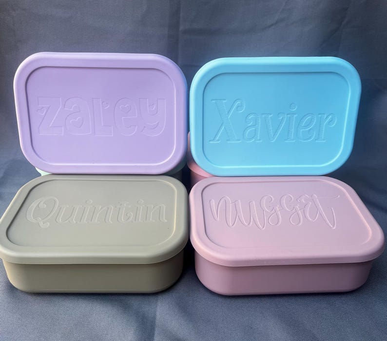 Personalized Silicone Bento Box, lunch box for toddlers, silicone lunch box, Back to School, customized bento box, customized back to school