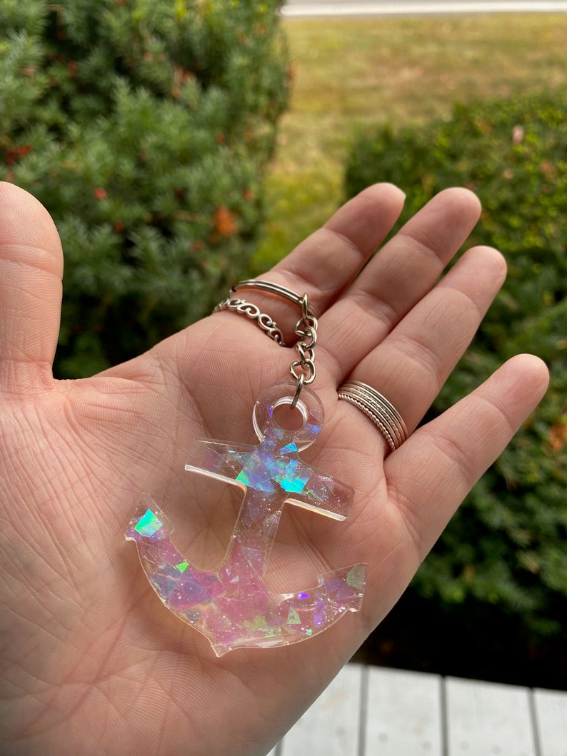 Personalized Resin Epoxy Anchor Keychain Etsy