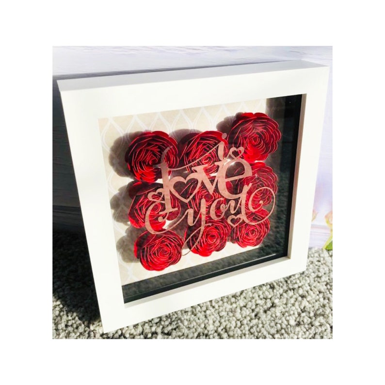 Paper Flower Box Frame Rose Anniversary Gift Etsy UK