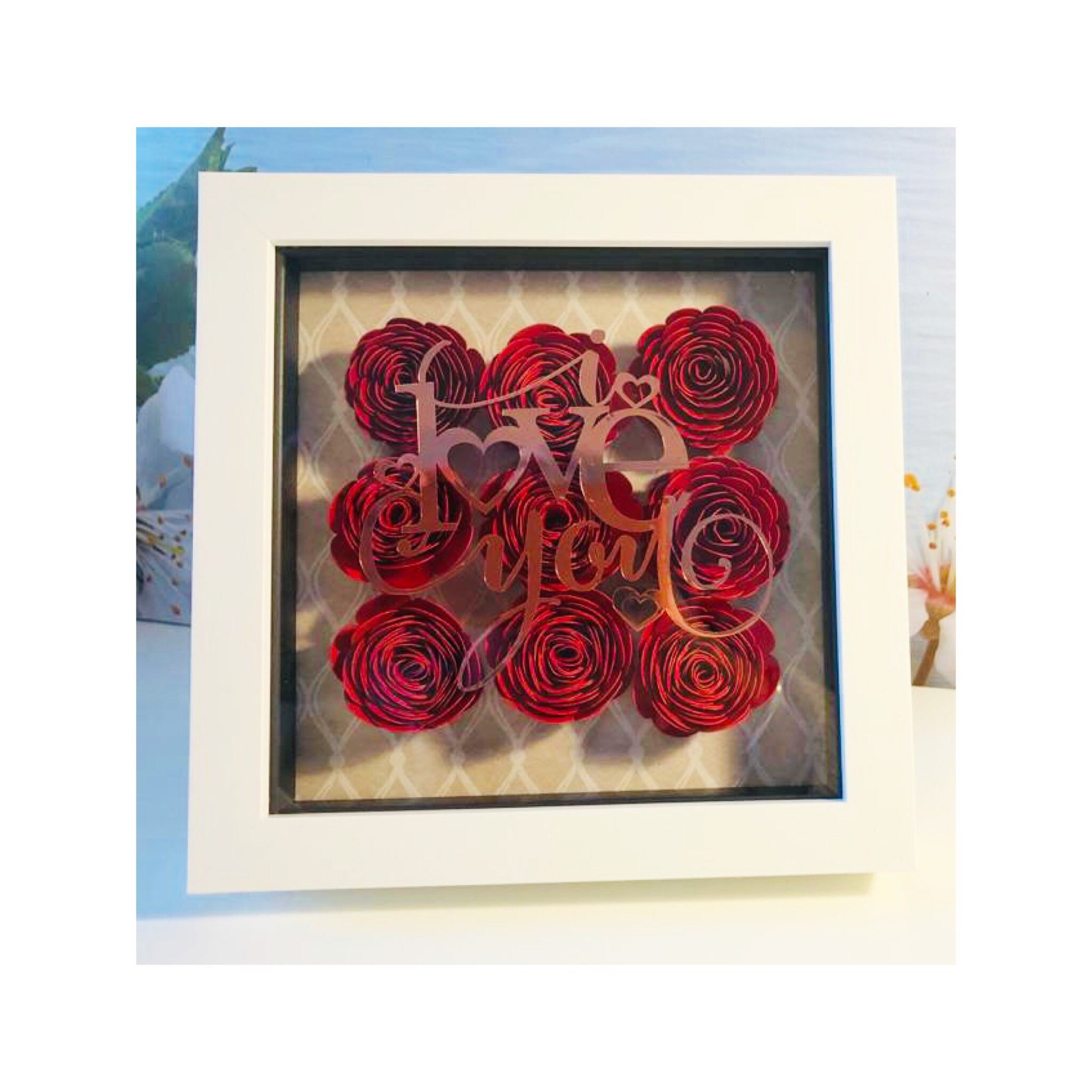 Paper Flower Box Frame Rose Anniversary Gift Etsy UK