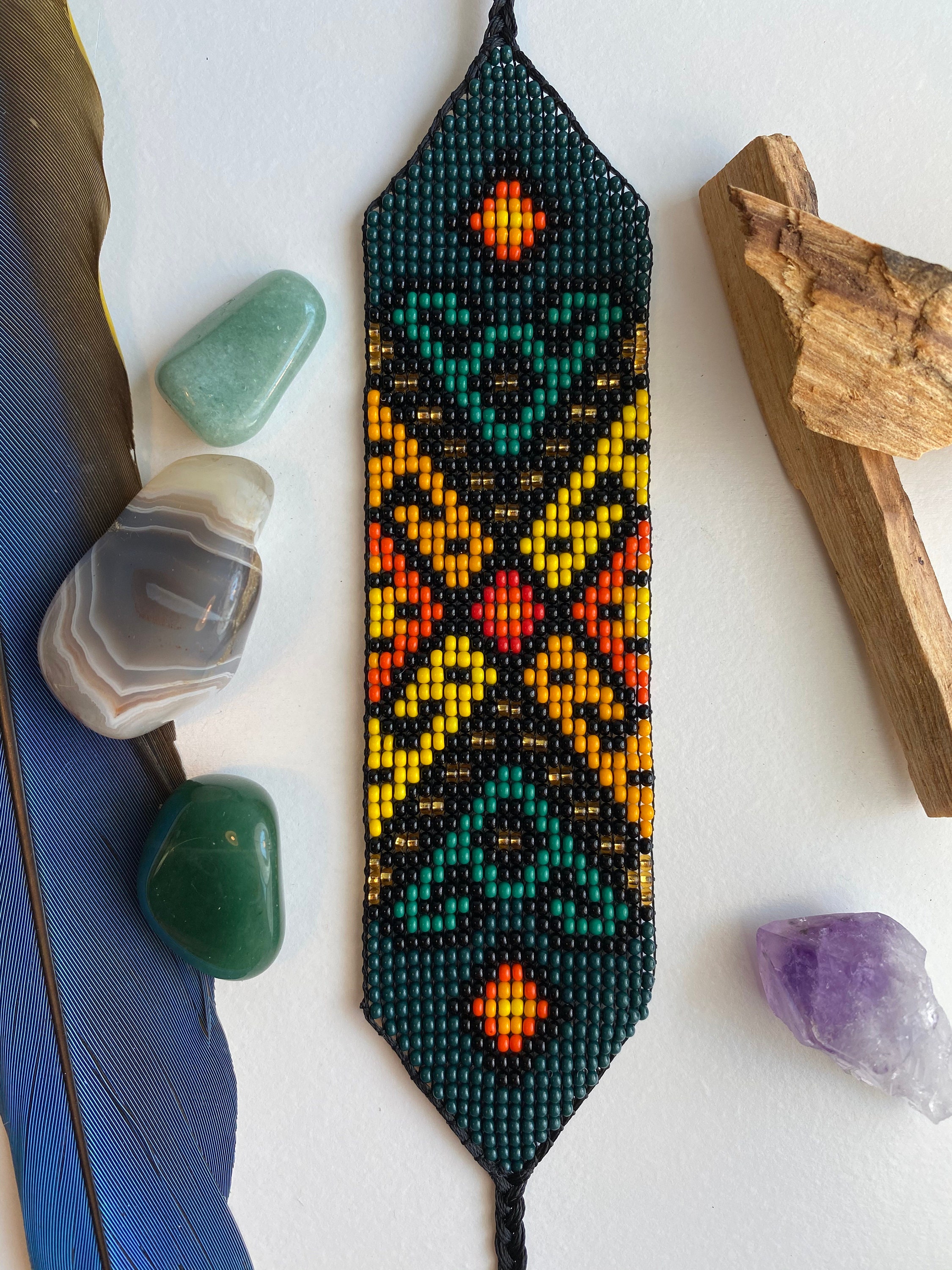 Beaded medicine bracelet Colombian beadwork artesian craft Etsy