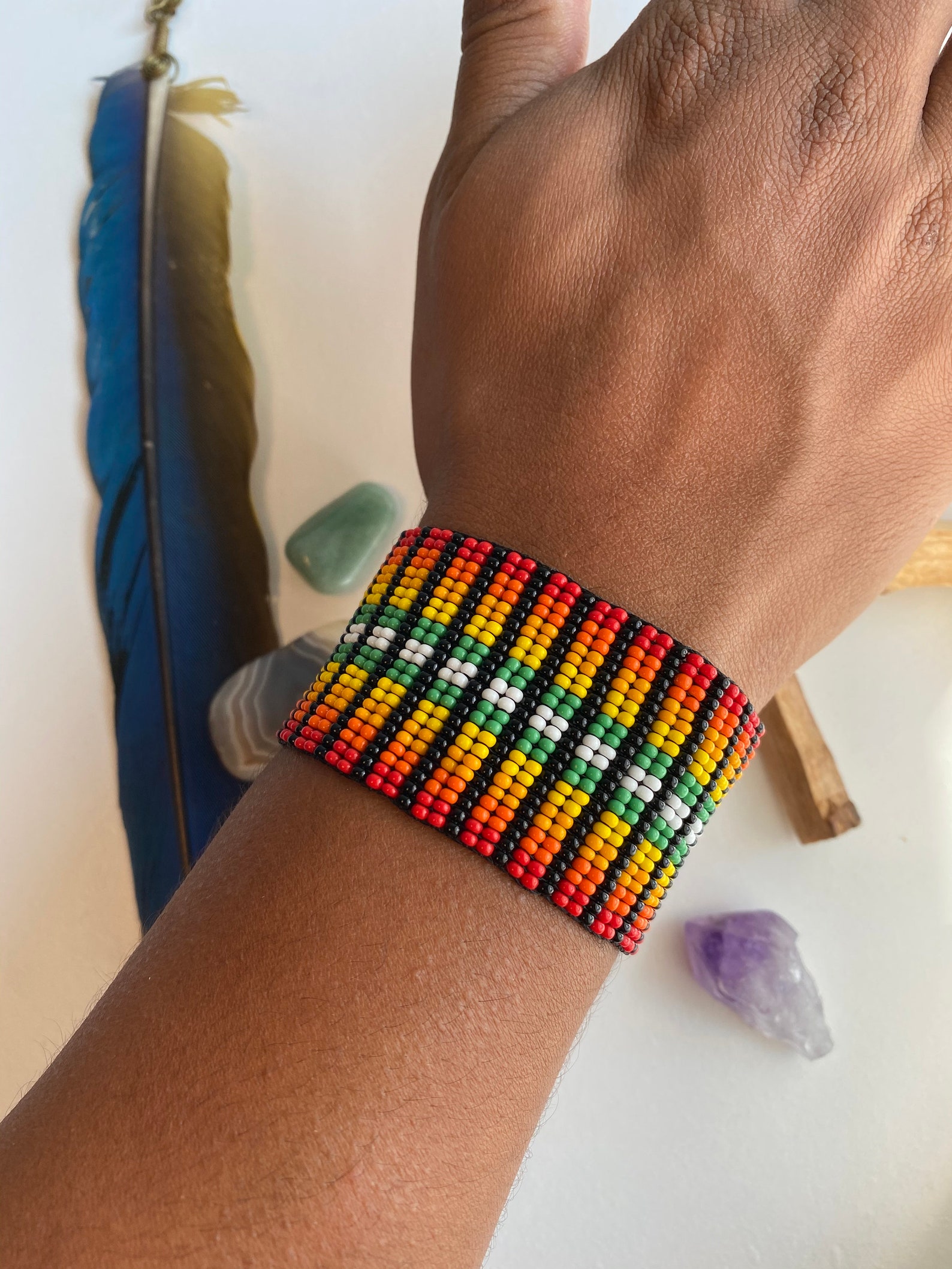 Beaded Medicine Bracelet Colombian Beadwork Artesian Craft Etsy