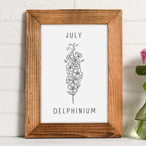 July Birth Month Flower Print Delphinium Wall Art Botanical Wall Art Birthday Gift Print Delphinium Illustration Digital Download Poster