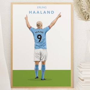 Erling Haaland Poster Wall Art Football Soccer Manchester City FC Poster Modern Abstract Wall Hanging Fan Merch Minimalist Home Décor Gift